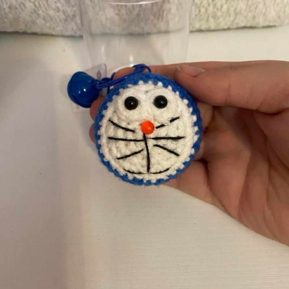 Handmade Crocheted Keychain Doraemon